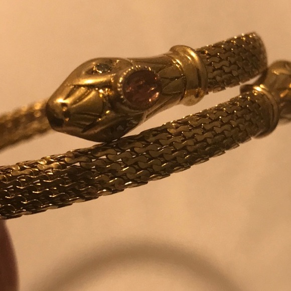 Double Headed Snake Coiled Bangle Bracelet - Picture 4 of 14